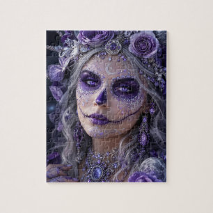 Amethyst Moon Calavera – Purple Day of the Dead Jigsaw Puzzle