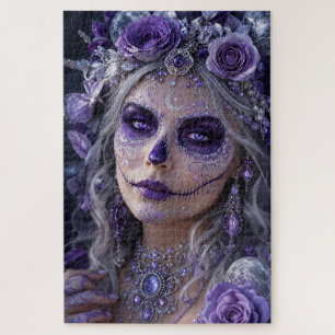 Amethyst Moon Calavera – Purple Day of the Dead Jigsaw Puzzle