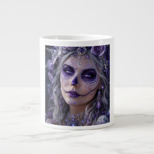 Amethyst Moon Calavera – Purple Day of the Dead Large Coffee Mug