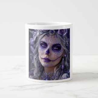 Amethyst Moon Calavera – Purple Day of the Dead Large Coffee Mug