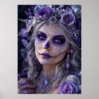Amethyst Moon Calavera – Purple Day of the Dead  Poster
