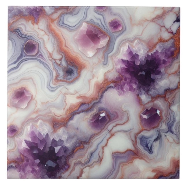 Amethyst Mosaic: Twilight Ceramic Tile (Front)