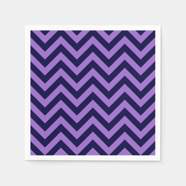 Amethyst, Navy Blue Large Chevron ZigZag Pattern Napkin (Front)