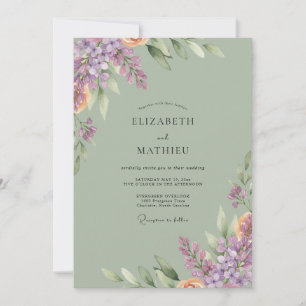 Amethyst Olive Blossom Wedding Invitation
