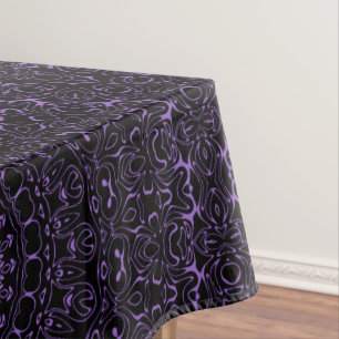 Amethyst on Black Mandala Kaleidoscope Medallion Tablecloth