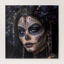 Amethyst Orchid Calavera – Gothic Sugar Skull
