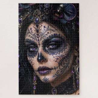 Amethyst Orchid Calavera – Gothic Sugar Skull Jigsaw Puzzle