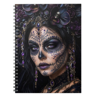 Amethyst Orchid Calavera – Gothic Sugar Skull Notebook
