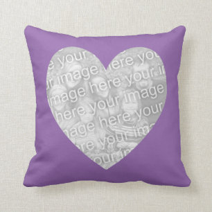 Amethyst Orchid Heart Shape Photo Cushion