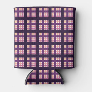 Amethyst Peach Pink Purple Lilac Stripe Plaid Can Cooler
