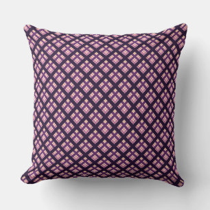 Amethyst Peach Pink Purple Lilac Stripe Plaid Cushion