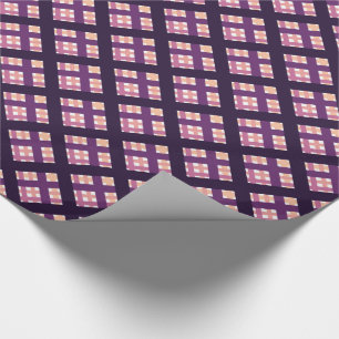Amethyst Peach Pink Purple Lilac Stripe Plaid Wrapping Paper