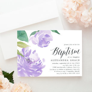 Amethyst Peony   Baptism Invitation