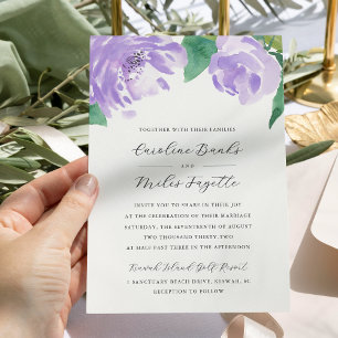 Amethyst Peony   Lavender Floral Wedding Invitation
