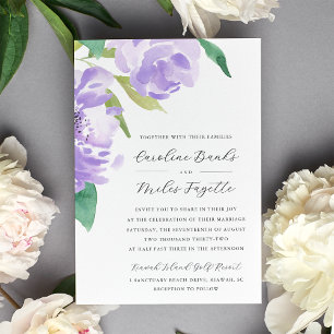 Amethyst Peony   Lavender Floral Wedding Invitation