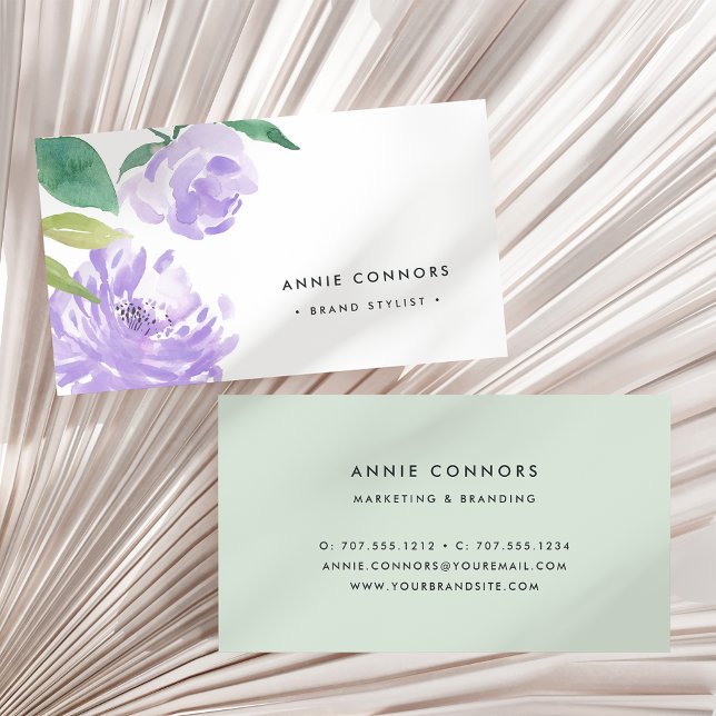 Amethyst Peony | Watercolor Floral Business Card (Creator Uploaded)