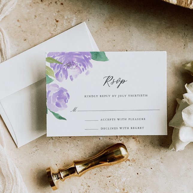 Amethyst Peony Wedding Mail-in RSVP Card (Creator Uploaded)