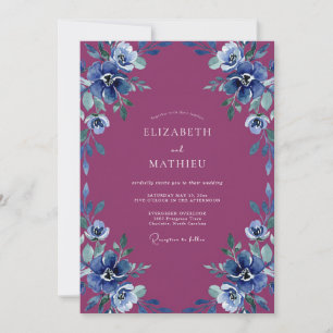 Amethyst Periwinkle Anemone Wedding Invitation