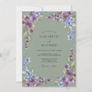 Amethyst Periwinkle Wildflower Wedding Invitation
