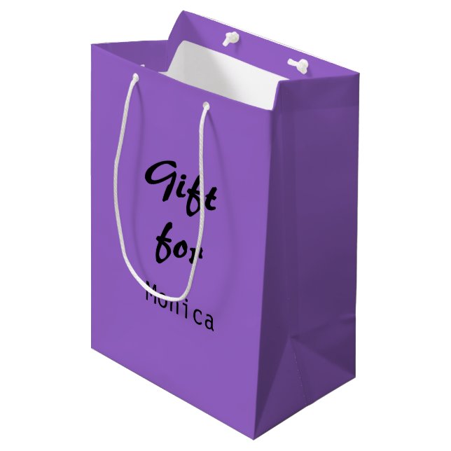 Amethyst Personalised Elegant Stylish Name Medium Gift Bag (Front Angled)