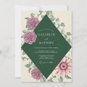 Amethyst Pine Foliage Eucalyptus Wedding Invitation