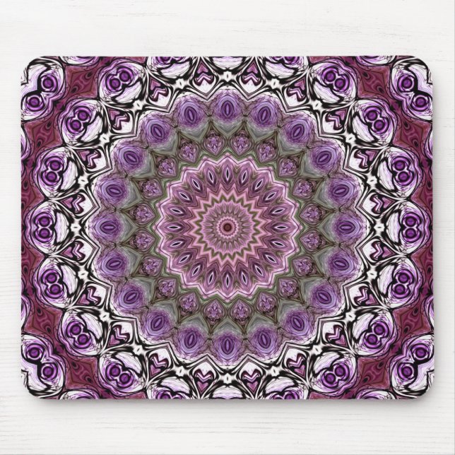 Amethyst Pink Kaleidoscope Mandala Pattern Mouse Pad (Front)