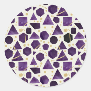 Amethyst & Plum Watercolor Geometric Pattern Classic Round Sticker