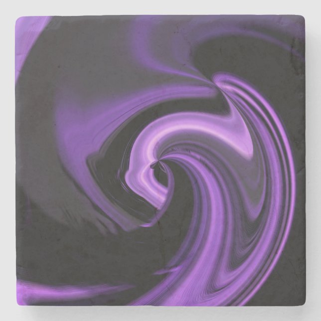 Amethyst Purple Abstract Heart  Stone Coaster (Front)