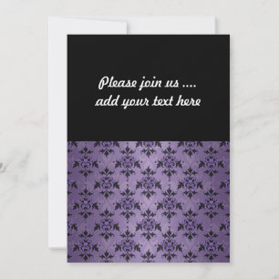 Amethyst Purple and Black Damask Invitation
