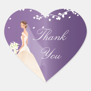 Amethyst Purple Bride Bridal Shower Heart Sticker
