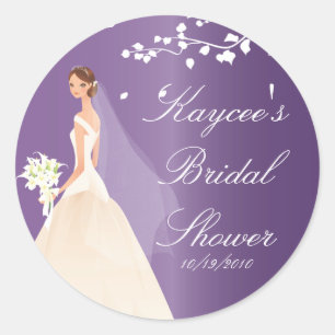 Amethyst Purple Bride Bridal Shower Sticker