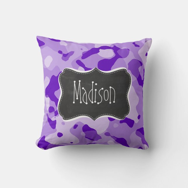 Amethyst Purple Camo; Camouflage; Chalkboard Cushion (Front)