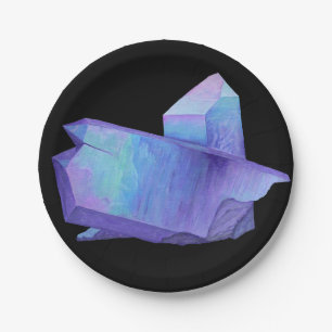 Amethyst purple crystal angel aura quartz geode paper plate
