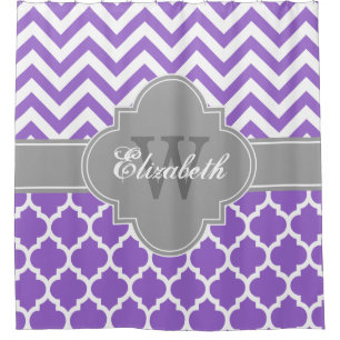 Amethyst Purple Dk Grey Moroccan #5 Chevron 1IQRN Shower Curtain