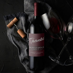 Amethyst Purple Eggplant Plum Wedding Thank You Wine Label