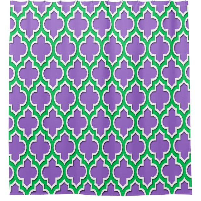 Amethyst Purple Emerald Green Wht XL Moroccan #4DS Shower Curtain (Front)