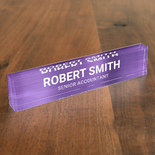 Amethyst Purple Faux Brushed Metal Foil Nameplate