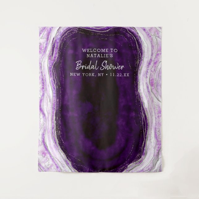 Amethyst Purple Geode Shower Photo Prop Backdrop Tapestry (Front)