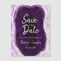Amethyst Purple Geode Slice Wedding Save the Date