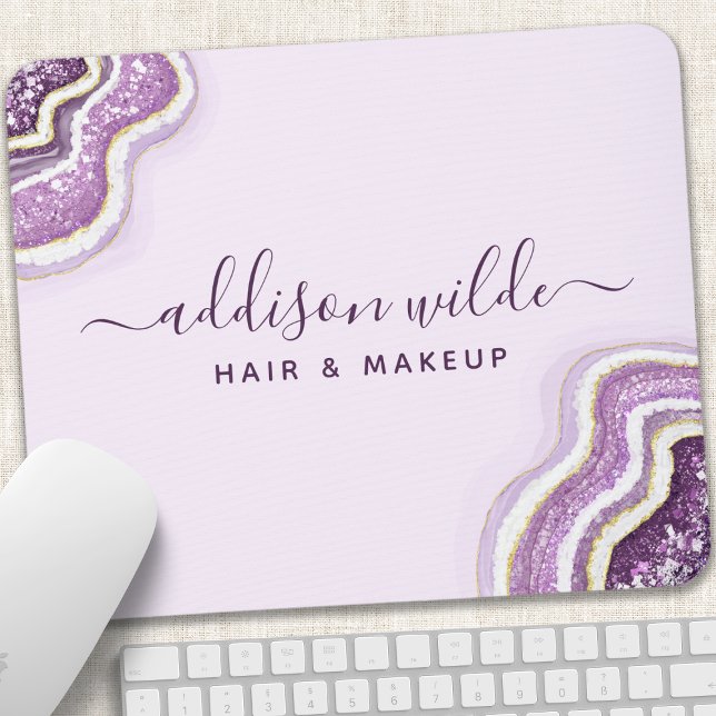 Amethyst Purple Glitter Agate Geode Luxe Chic Mouse Pad (Creator Uploaded)