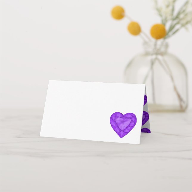 Amethyst purple heart watercolor art tent cards (Front)