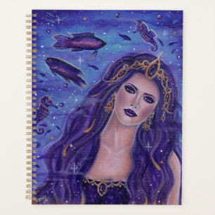 Amethyst purple mermaid art by Renee L. Lavoie Planner