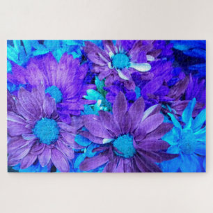 Amethyst Purple N Turquoise Daisies Jigsaw Puzzle