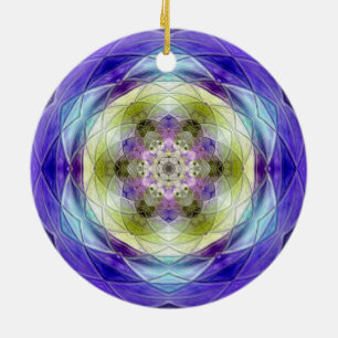 Amethyst Purple Olive blue flower star Ceramic Ornament