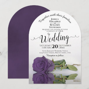 Amethyst Purple Rose Elegant Romantic Wedding Invitation