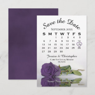 Amethyst Purple Rose Elegant Wedding Calendar Save The Date