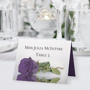 Amethyst Purple Rose Wedding DIY Fold Place Card