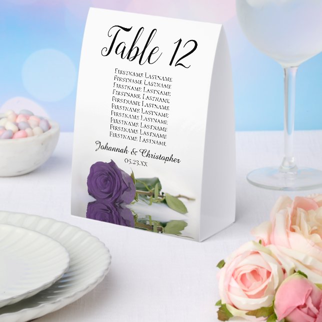 Amethyst Purple Rose Wedding Number Seating Chart (Insitu(Wedding))