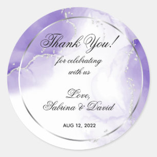 Amethyst Purple Script Silver Custom Classic Round Sticker