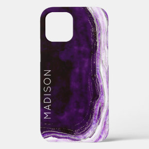 Amethyst Purple & Silver Geode Agate Personalised iPhone 12 Pro Case